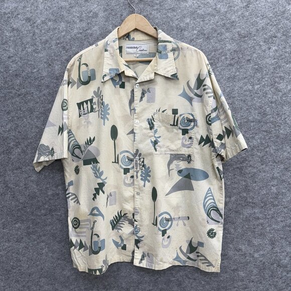 Hawaiian Island Creation Men's Beach Shirt, Short Sleeve 100% Cotton, Graphic XL - Picture 1 of 11